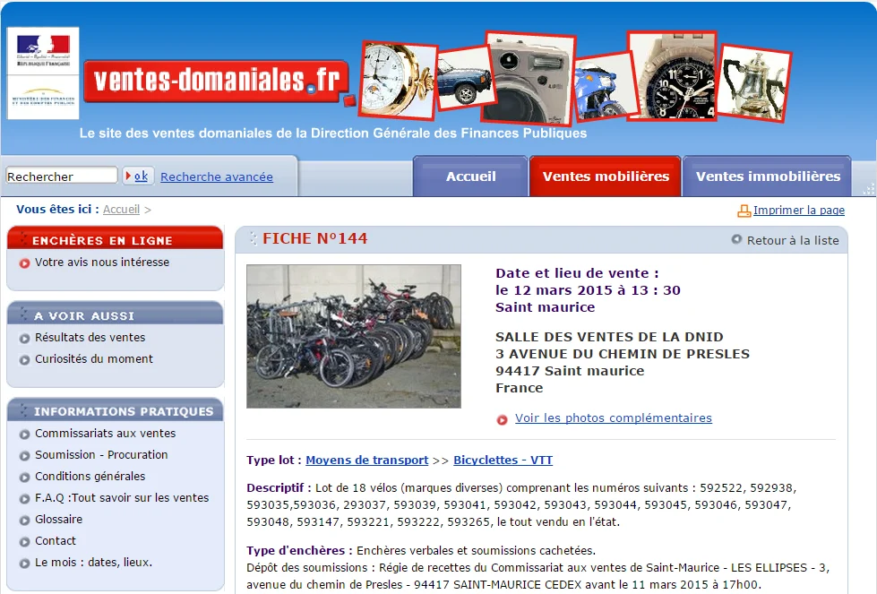 page d'accueil vente domaniale