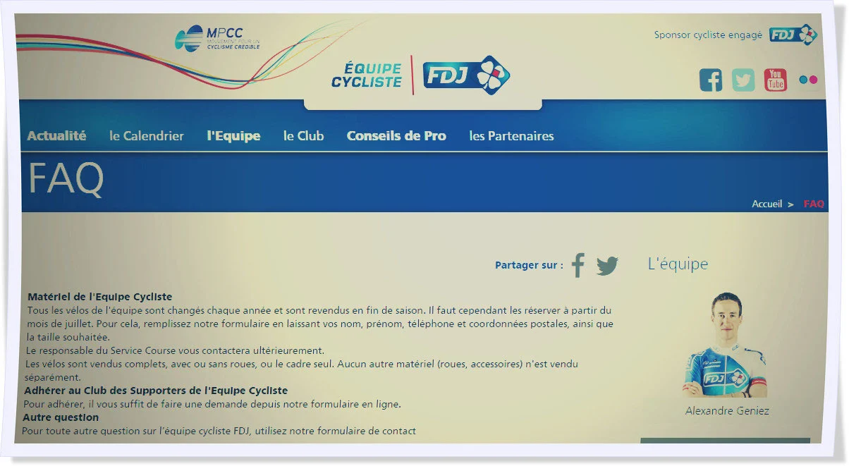 Modalité d'achat de vélo de la Team FDJ