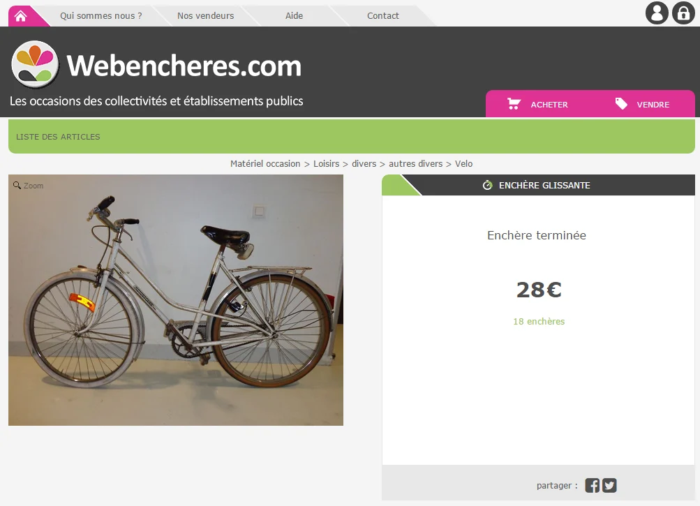 vélo d'occasion vintage à vendre sur webencheres