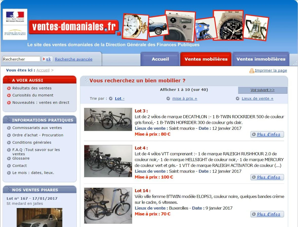 page d'accueil vente domaniales