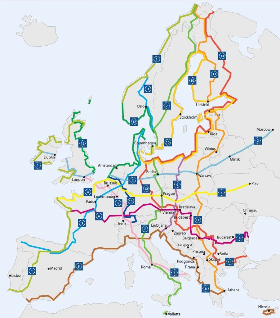carte des autoroute vélo eurovélo europe piste cyclable