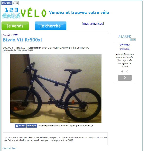 page d'accueil 123 vélo