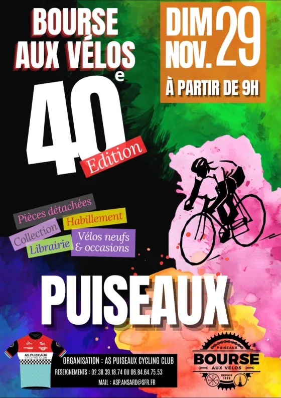 Affiche de la bourse aux vélos à Puiseaux du 29 novembre 2026