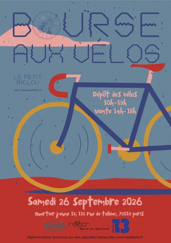 Affiche de la bourse aux vélos à Paris 13 du 26 septembre 2026