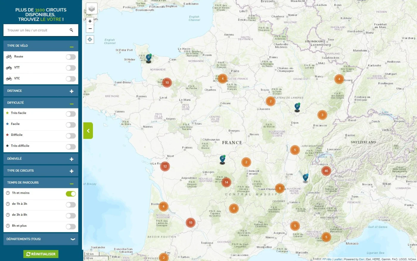 carte des balade à vélo d'occasion